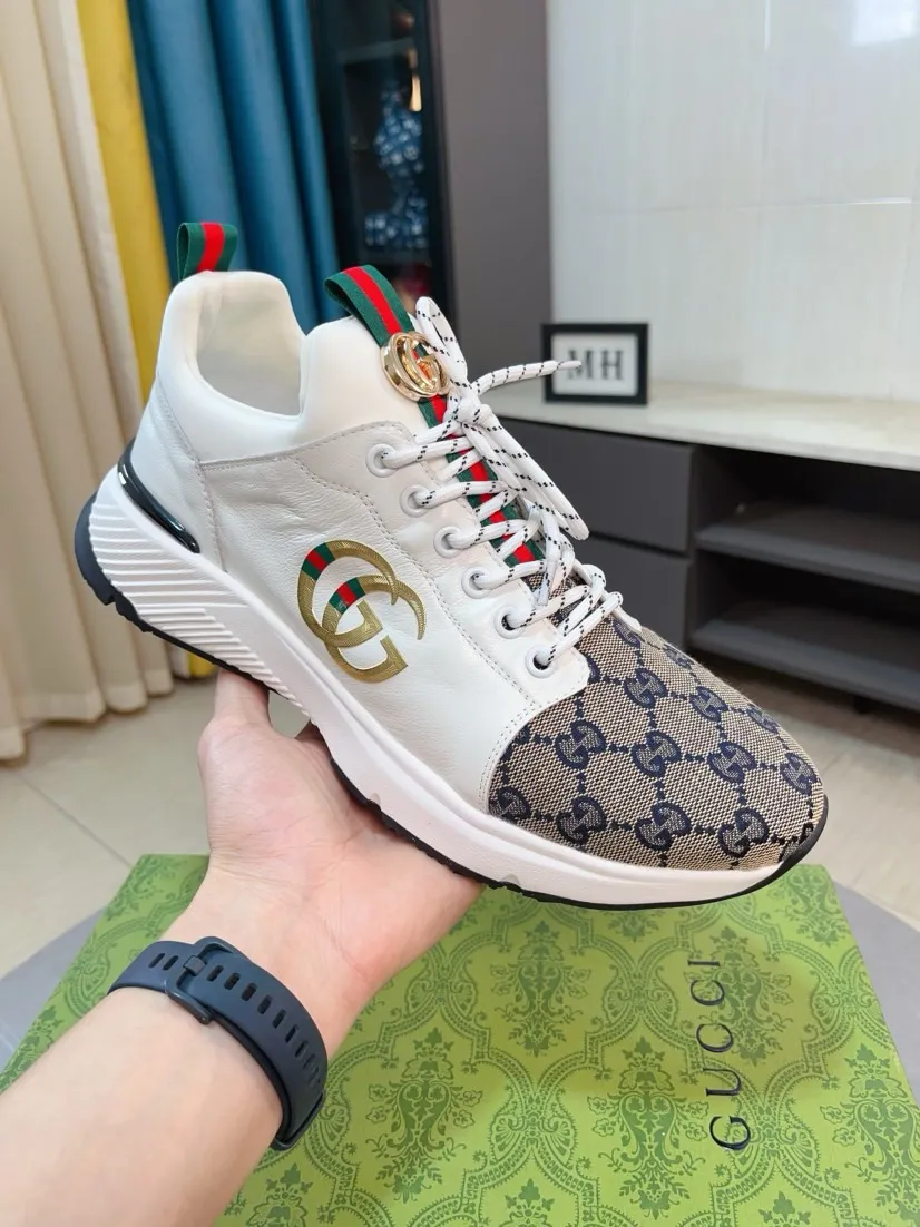 Men's shoes 💰458🌹🌹GUCCI [Gucci] New high-end brand of men's shoes, the latest fashionable casual men's shoes, trendy and versatile, relaxed and sporty style, uppers imported from Italy, first-layer cowhide, genuine leather lining, and ultra-fine workmanship. Original personalized fashionable rubber wear-resistant outsole, light and comfortable on the foot, size 38-44